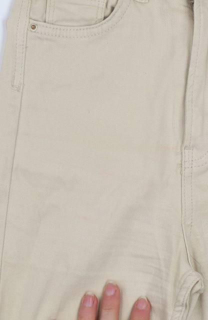 Womens UK Size 4 Stradivarius Regular Fit Straight Beige Jeans