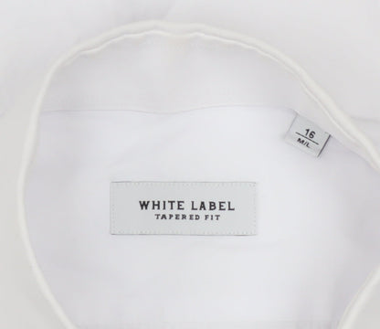 White Label Men’s White Slim Fit Long Sleeve Button-Up Shirt Size 16