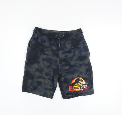Primark Boys Blue Tie-Dye Jurassic Park Sweat Shorts 11-12 Years Cotton Blend