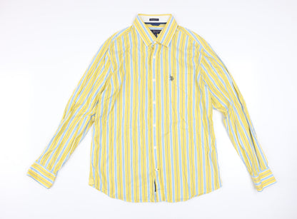 U.S. Polo Assn. Men's Yellow Striped Cotton Button-Up Shirt XL
