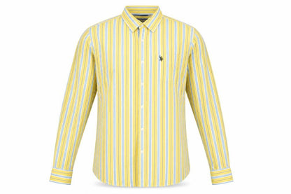 U.S. Polo Assn. Men's Yellow Striped Cotton Button-Up Shirt XL