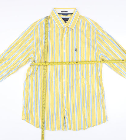 U.S. Polo Assn. Men's Yellow Striped Cotton Button-Up Shirt XL