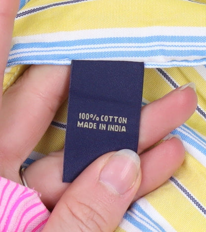 U.S. Polo Assn. Men's Yellow Striped Cotton Button-Up Shirt XL