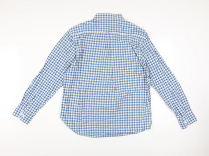 U.S. Polo Assn. Men's Blue Check Tailored Fit Cotton Long Sleeve Shirt XL
