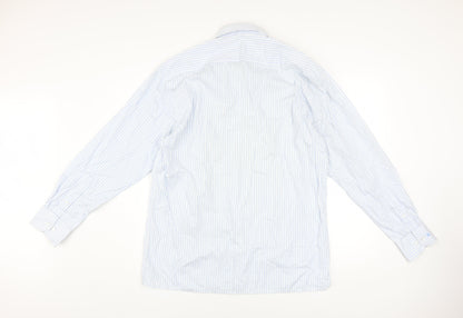 Louis Philippe Men's Blue Striped Classic Fit Cotton Shirt Size 42
