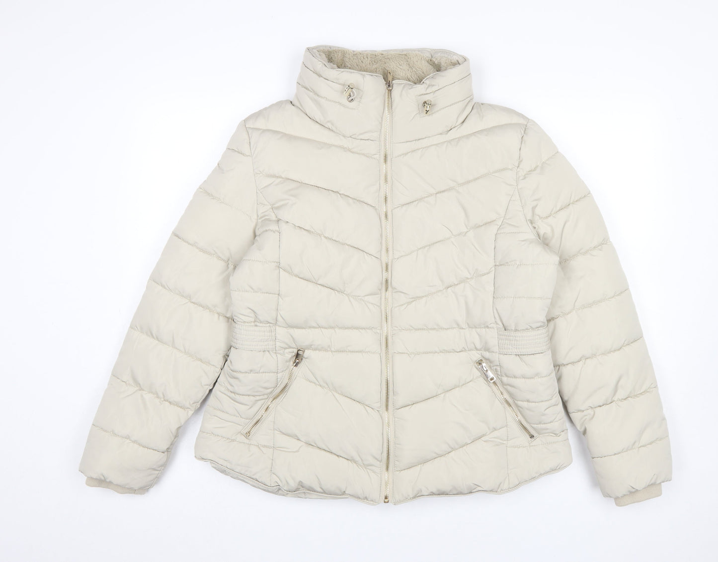 Womens UK Size L Primark Beige Puffer Jacket