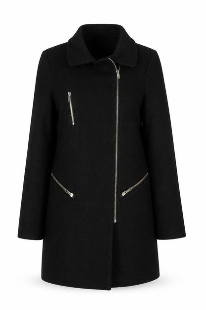 Womens UK Size 10 F&F Black Overcoat
