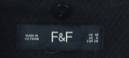 Womens UK Size 10 F&F Black Overcoat