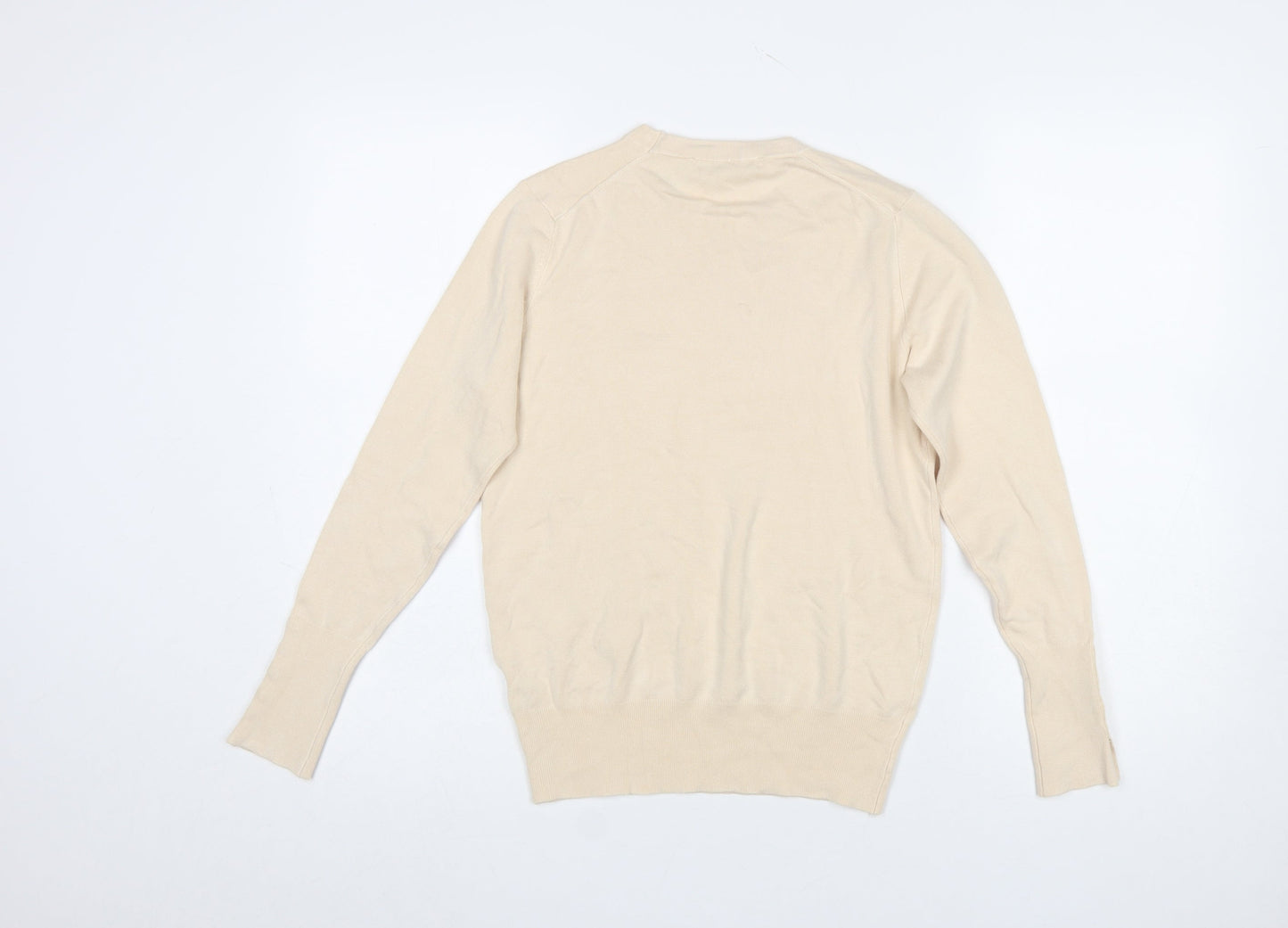 Zara Women Beige Crew Neck Long Sleeve Pullover Jumper Size L