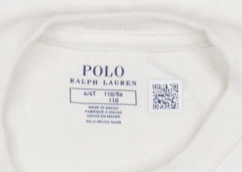 Boys UK Size 4 Years Ralph Lauren White Basic T-Shirt