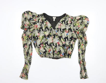 Womens UK Size 10 River Island Multicoloured Cropped Blouse