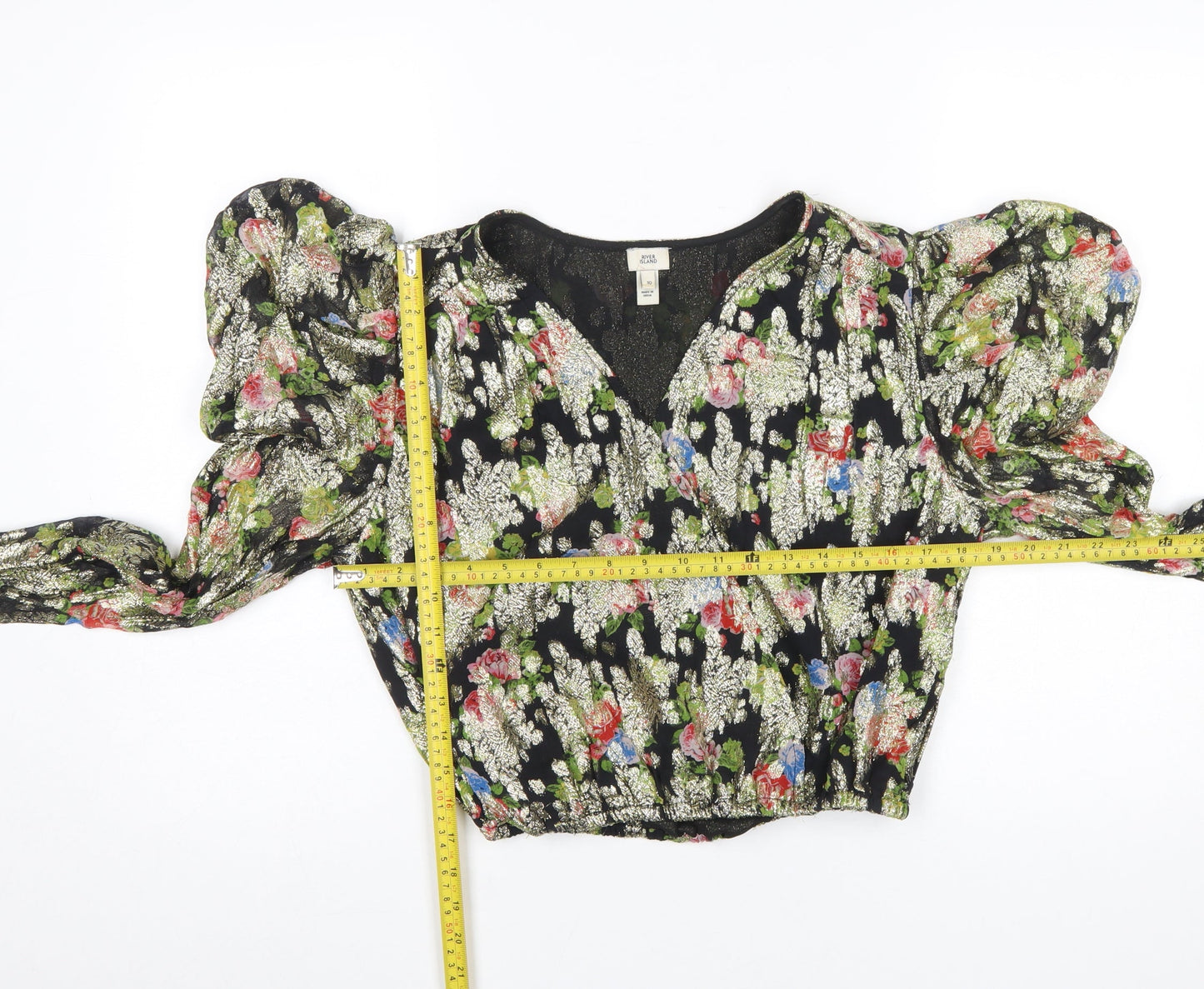 Womens UK Size 10 River Island Multicoloured Cropped Blouse