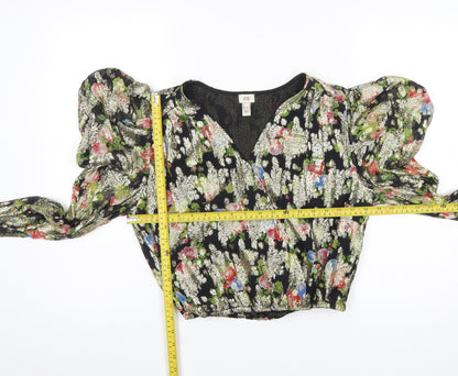 Womens UK Size 10 River Island Multicoloured Cropped Blouse