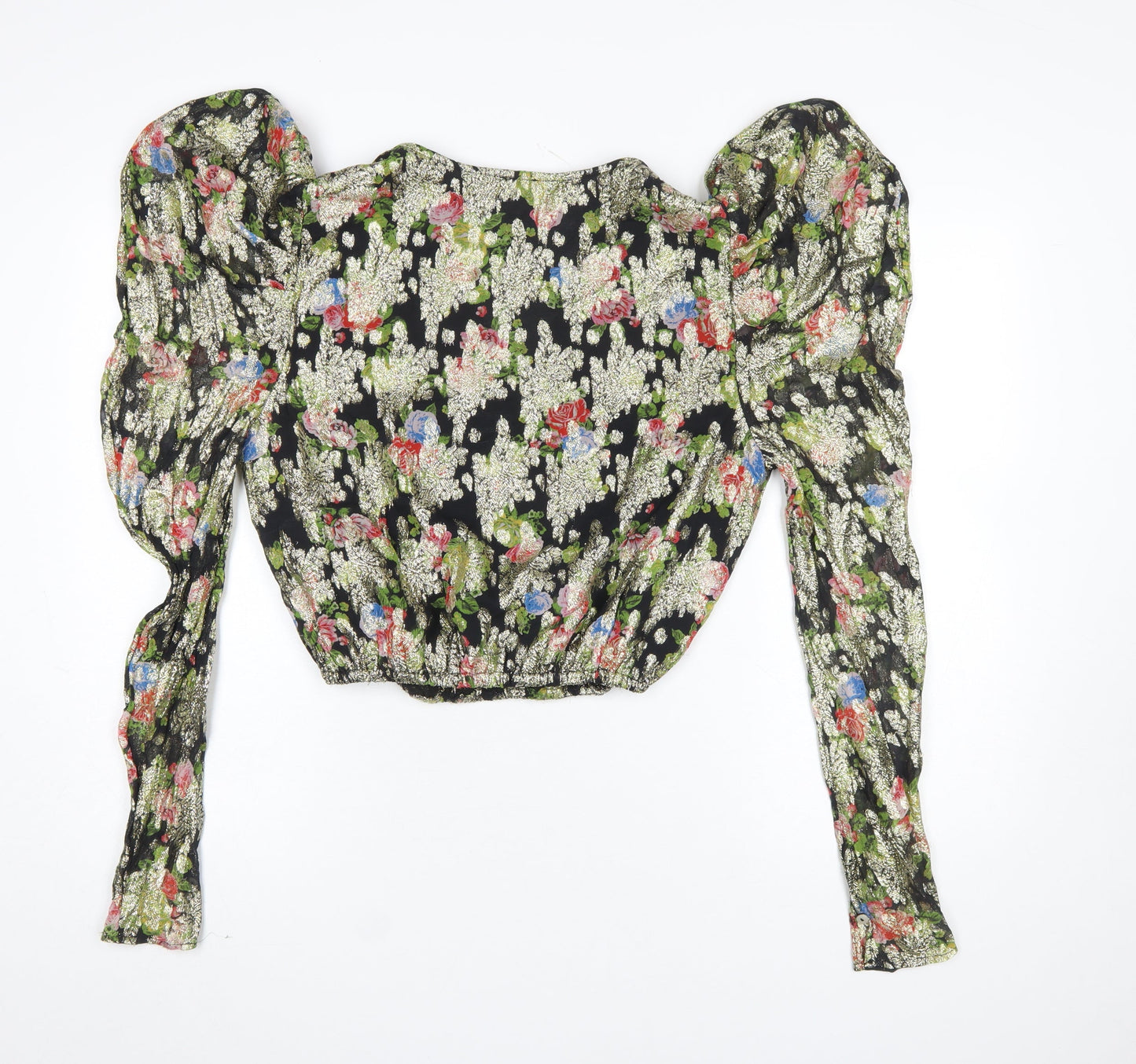 Womens UK Size 10 River Island Multicoloured Cropped Blouse