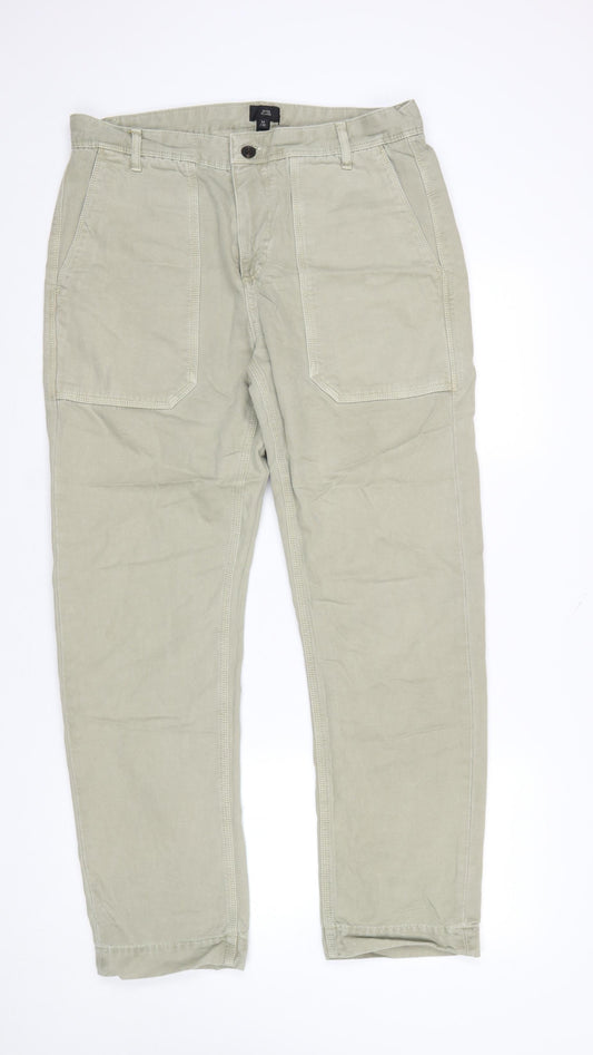 Mens UK Size 34 River Island Regular Fit Straight Beige Jeans