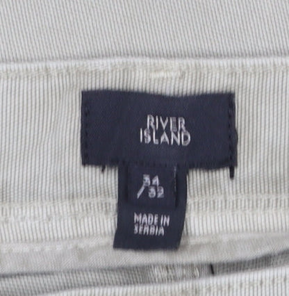 Mens UK Size 34 River Island Regular Fit Straight Beige Jeans