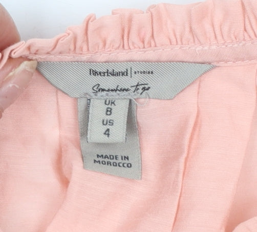 Womens UK Size 8 River Island Pink Tunic Blouse