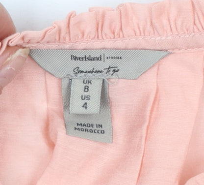 Womens UK Size 8 River Island Pink Tunic Blouse