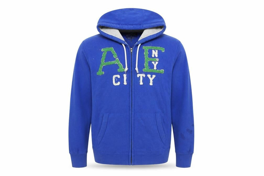 Mens UK Size XL American Eagle Outfitters Blue Full Zip Hoodie