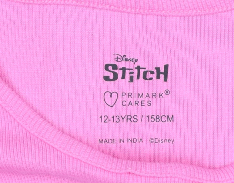Primark Girls Pink Disney Stitch Tank Dress 12-13 Years Sleeveless Cotton