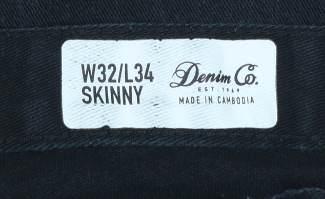 Mens UK Size M Denim Co. Slim Fit Skinny Black Jeans