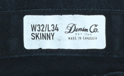 Mens UK Size M Denim Co. Slim Fit Skinny Black Jeans