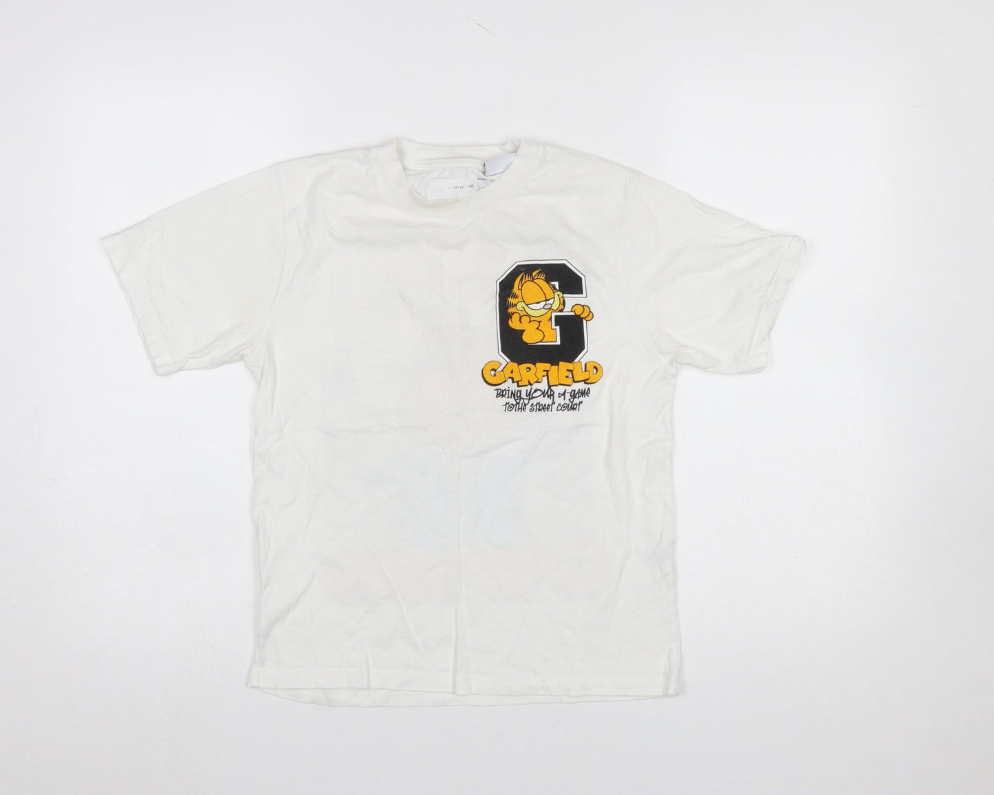 Girls UK Size 11-12 Years Zara White Basic T-Shirt