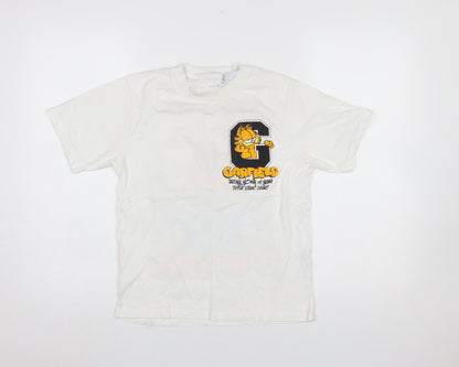 Girls UK Size 11-12 Years Zara White Basic T-Shirt
