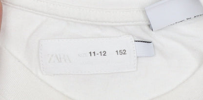 Girls UK Size 11-12 Years Zara White Basic T-Shirt