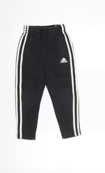Boys UK Size 5-6 Years adidas Regular Fit Jogger Black Trousers