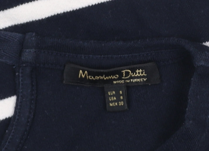 Womens UK Size 10 Massimo Dutti Blue Basic T-Shirt