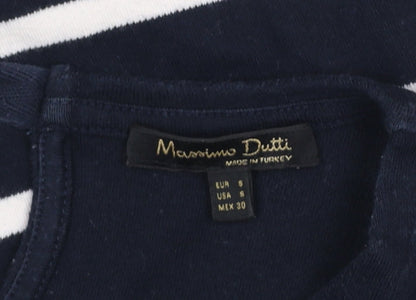 Womens UK Size 10 Massimo Dutti Blue Basic T-Shirt