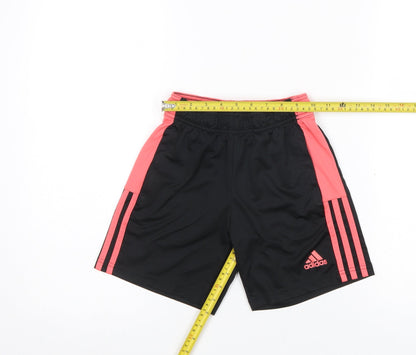 Adidas Boys Black and Pink 9-10 Years Athletic Shorts Lightweight