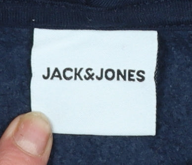 Mens UK Size M JACK & JONES Blue Full Zip Hoodie