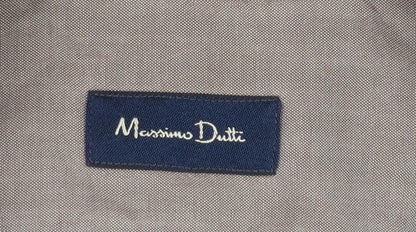 Massimo Dutti Men's Brown Striped Button-Up Shirt Size M Long Sleeve