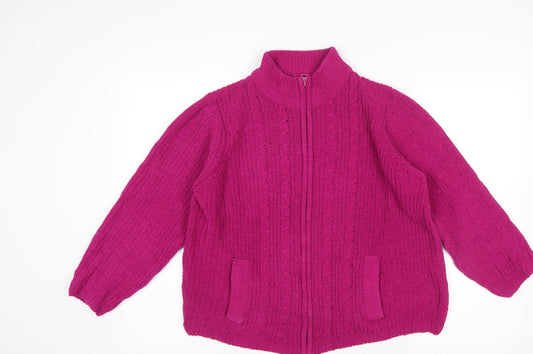 Womens UK Size 14-16 Isle Pink Cardigan Jumper