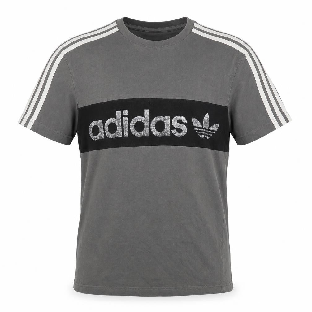 Front view of adidas Men's Grey XS Short Sleeve Sports Logo T-Shirt