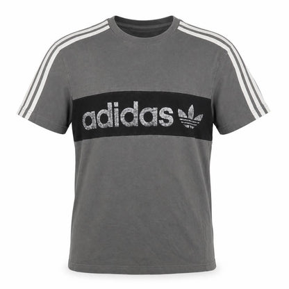 Front view of adidas Men's Grey XS Short Sleeve Sports Logo T-Shirt