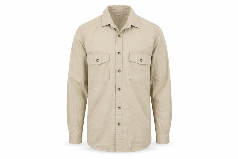 ASOS DESIGN Men's Beige Cotton Button-Up Shirt Size S Long Sleeve