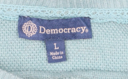 Democracy Women Blue Paisley Knit Pullover Jumper Size L