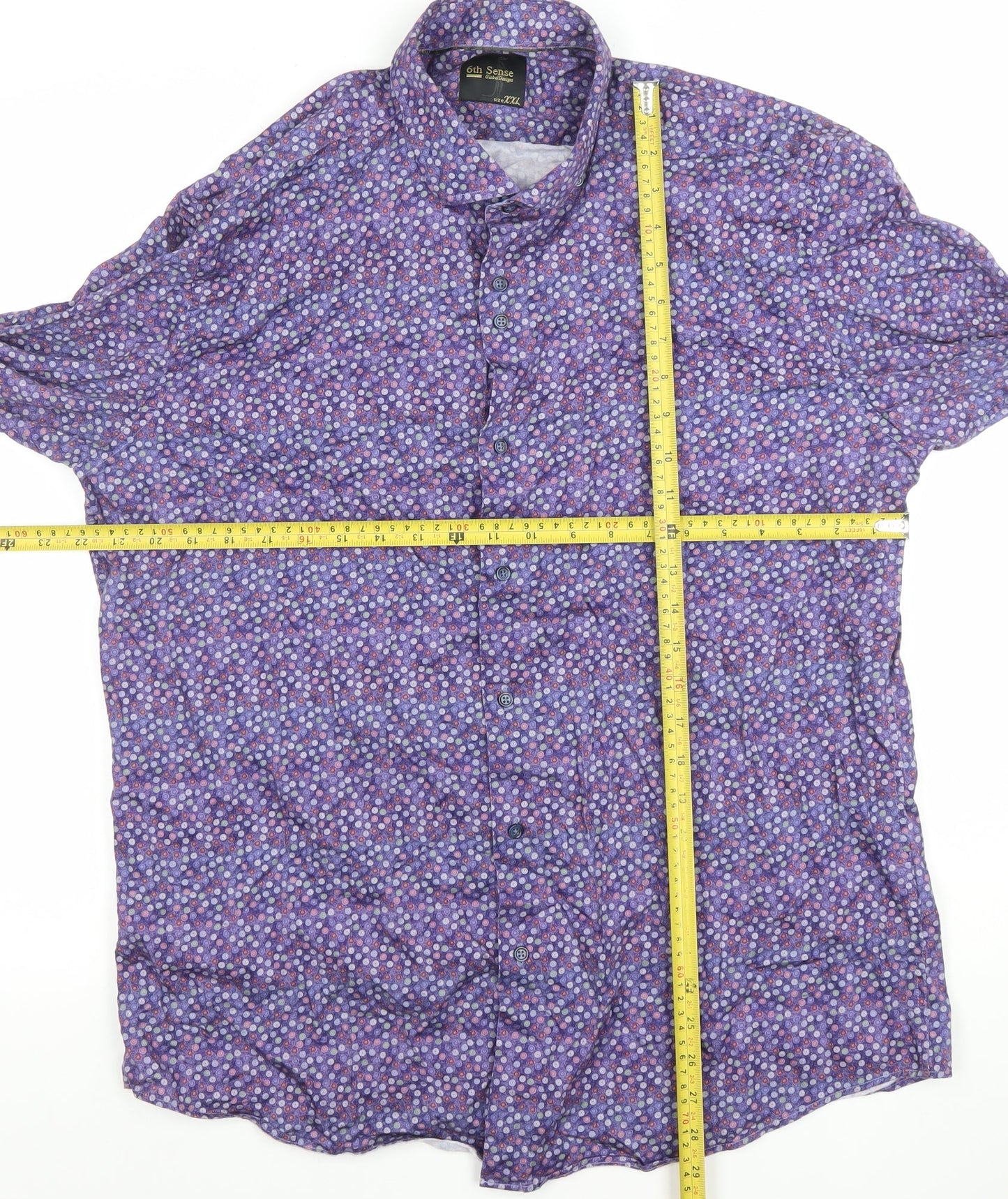 6th Sense Men's Purple Floral Long Sleeve Button-Up Shirt XXL