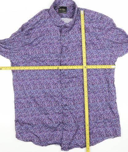 6th Sense Men's Purple Floral Long Sleeve Button-Up Shirt XXL