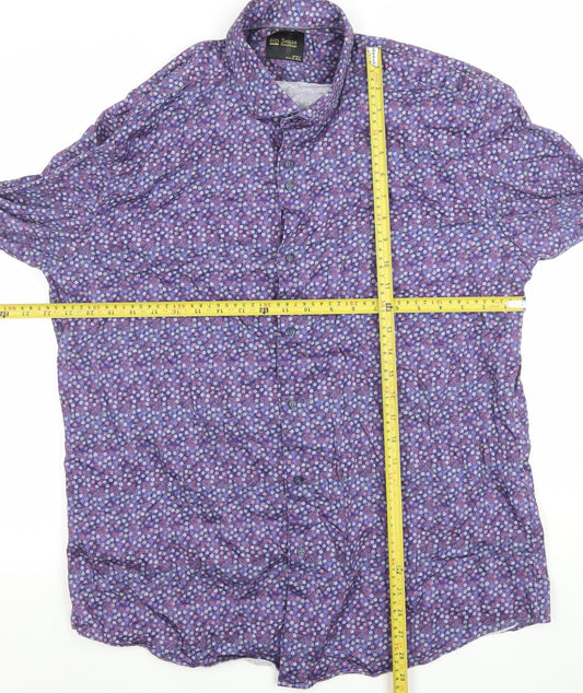 6th Sense Men's Purple Floral Long Sleeve Button-Up Shirt XXL