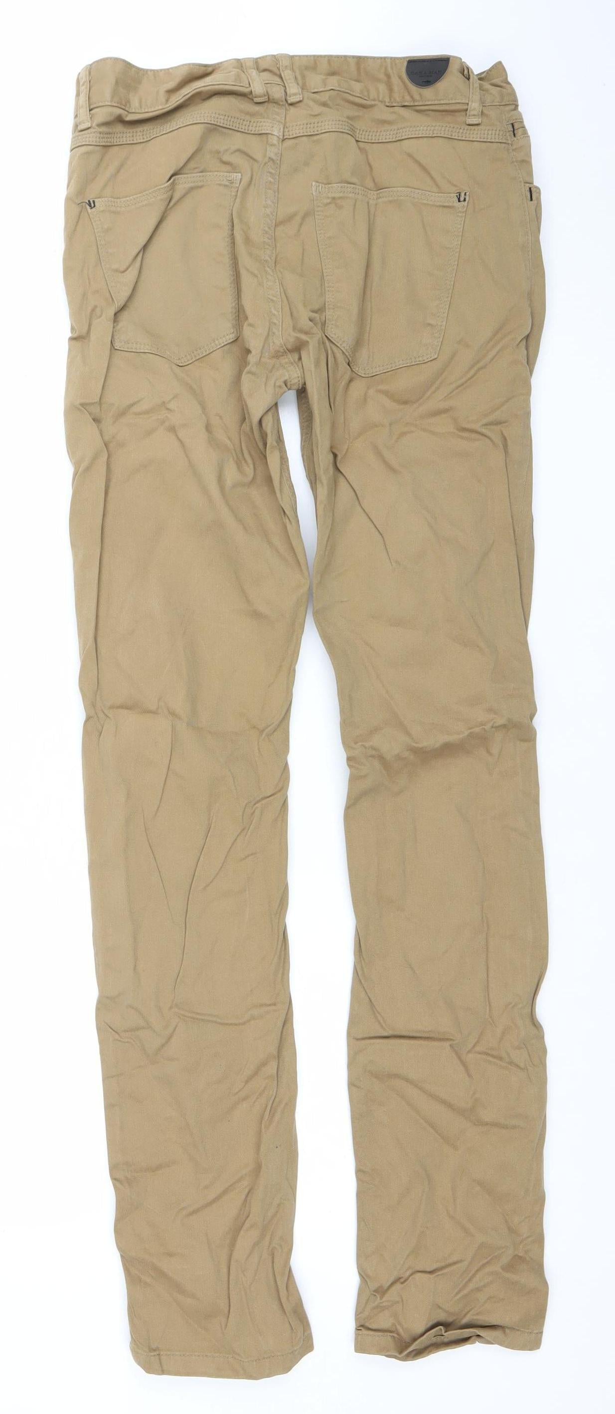 Mens UK Size 30 Zara Man Slim Fit Straight Beige Jeans