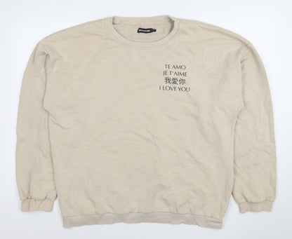 Womens UK Size L PRETTYLITTLETHING Beige Pullover Sweatshirt