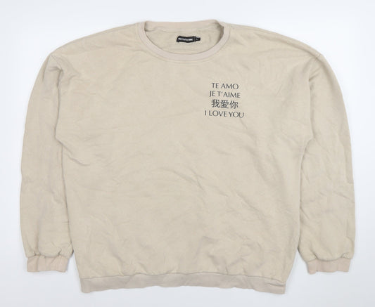 Womens UK Size L PRETTYLITTLETHING Beige Pullover Sweatshirt