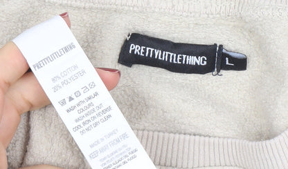 Womens UK Size L PRETTYLITTLETHING Beige Pullover Sweatshirt