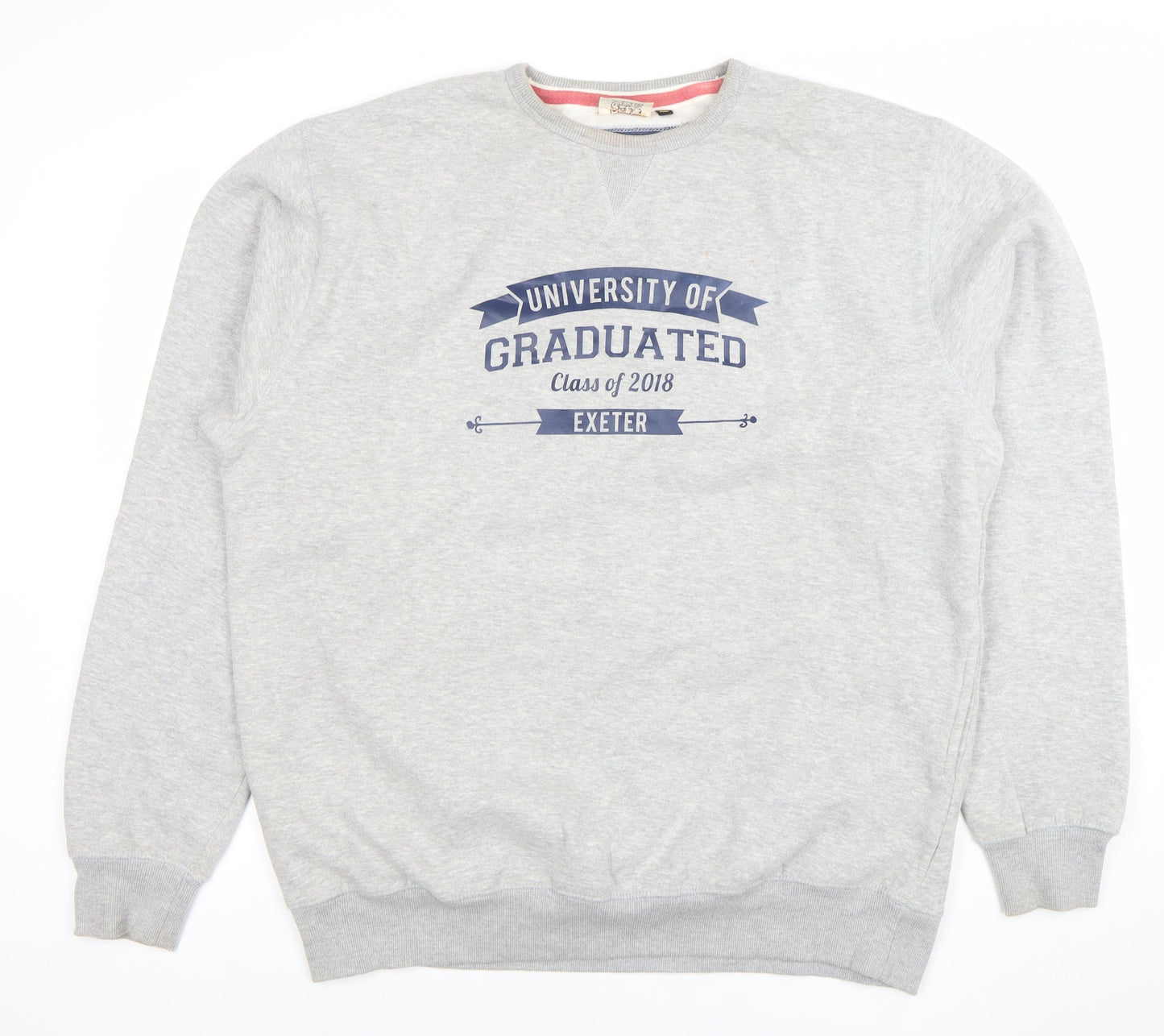 Mens UK Size XL Cotton Ridge Grey Pullover Sweatshirt