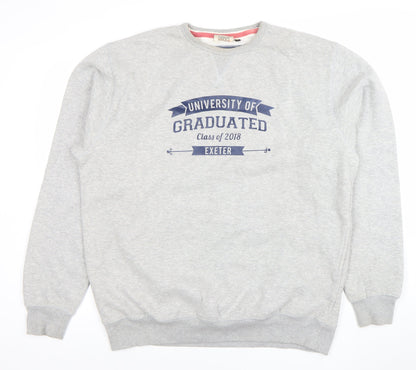 Mens UK Size XL Cotton Ridge Grey Pullover Sweatshirt