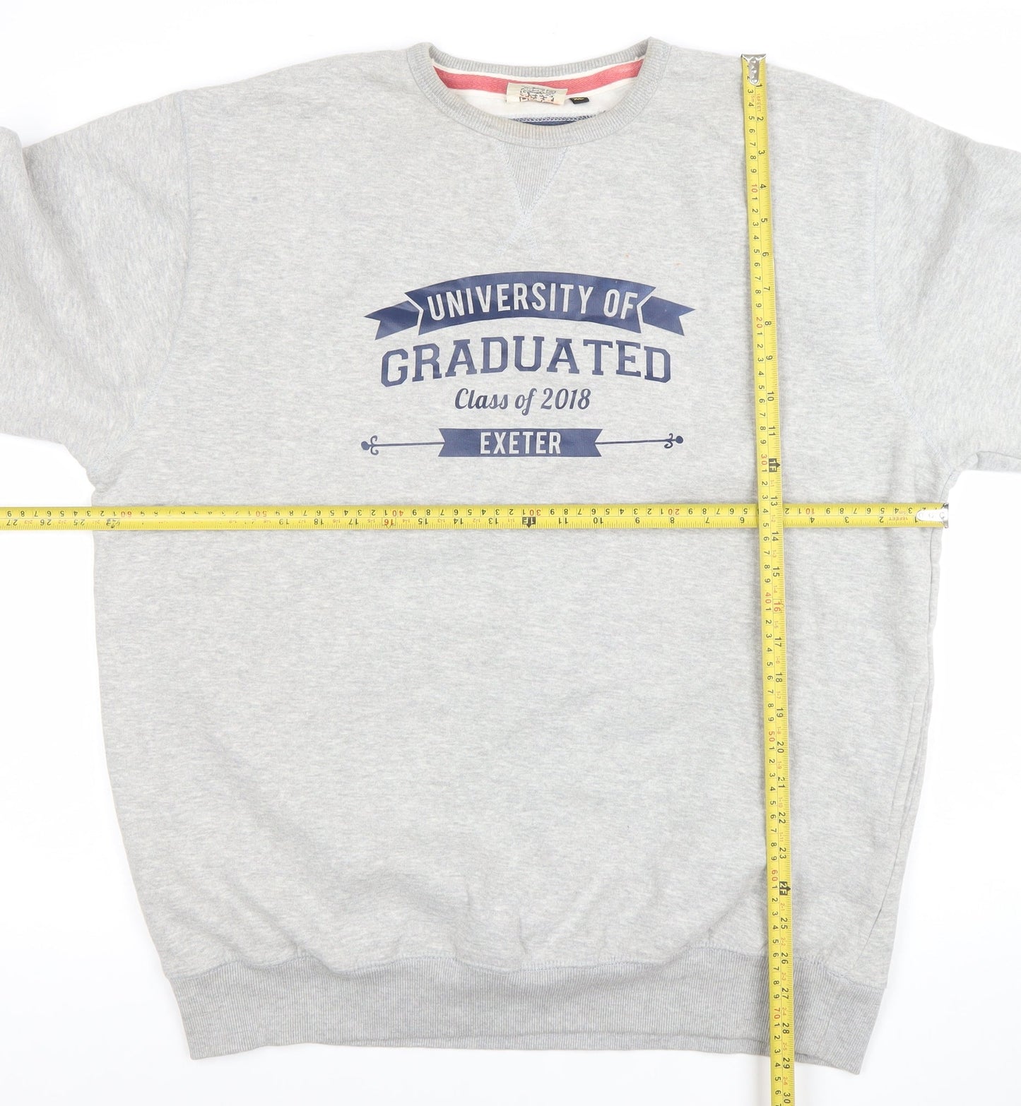 Mens UK Size XL Cotton Ridge Grey Pullover Sweatshirt